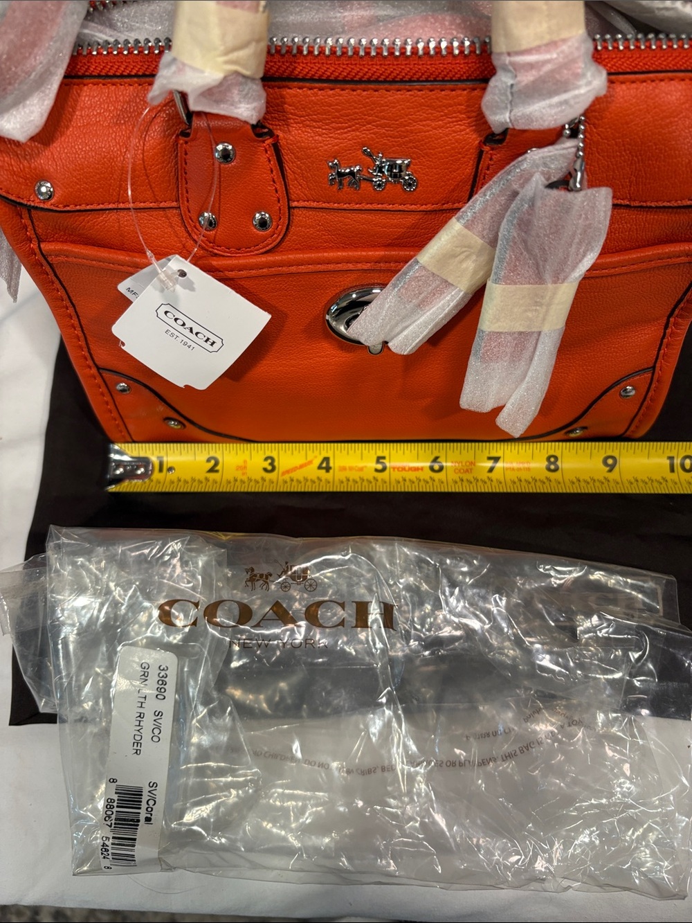 NWT Coach Rhyder Coral Leather Satchel with Turn-Lock Detail No 33690 - Picture 11 of 14